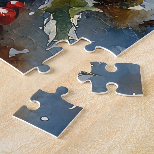 American Eskimo in Sledge Let it Snow Christmas Puzzle (Seite)