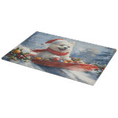 American Eskimo in Sledge Let it Snow Christmas Schneidebrett (Ecke)