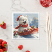 American Eskimo in Sledge Let it Snow Christmas Serviette (Beispiel)