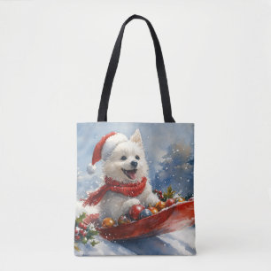 American Eskimo in Sledge Let it Snow Christmas Tasche