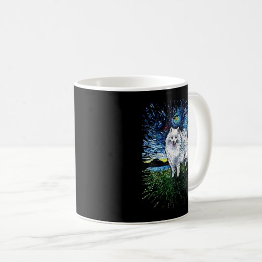 American Eskimo Japanese Spitz Starry Night Dog Ar Kaffeetasse (VorderseiteRechts)