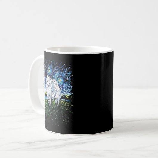 American Eskimo Japanese Spitz Starry Night Dog Ar Kaffeetasse (Vorderseite Links)