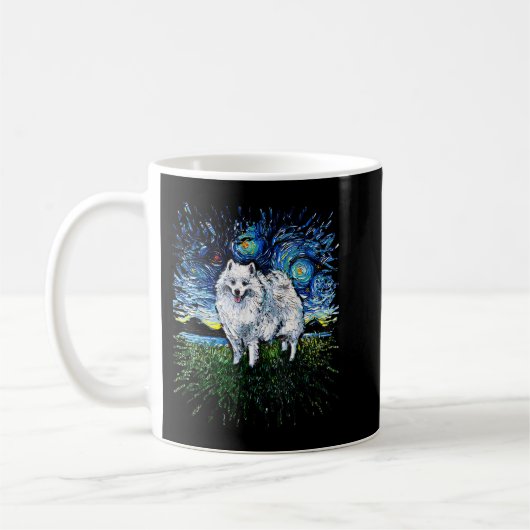 American Eskimo Japanese Spitz Starry Night Dog Ar Kaffeetasse (Links)