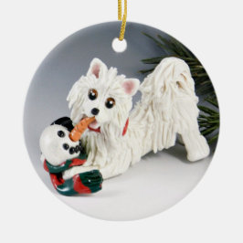 American Eskimo Keramik Ornament