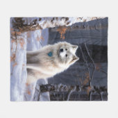 American Eskimo Let It Snow Weihnachten Fleecedecke (Vorderseite (Horizontal))