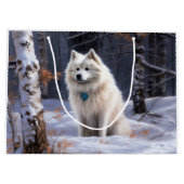 American Eskimo Let It Snow Weihnachten Große Geschenktüte (Rückseite)