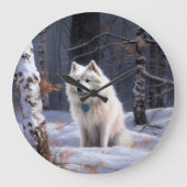 American Eskimo Let It Snow Weihnachten Große Wanduhr (Vorderseite)
