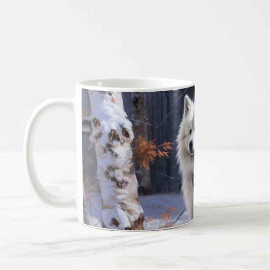 American Eskimo Let It Snow Weihnachten Kaffeetasse (Links)