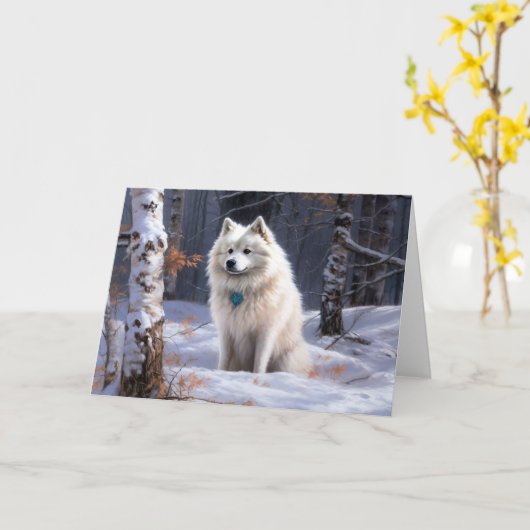 American Eskimo Let It Snow Weihnachten Karte (Gelbe Blume)