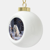 American Eskimo Let It Snow Weihnachten Keramik Kugel-Ornament (Rechts)