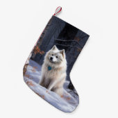 American Eskimo Let It Snow Weihnachten Kleiner Weihnachtsstrumpf (Vorderansicht (hängend))