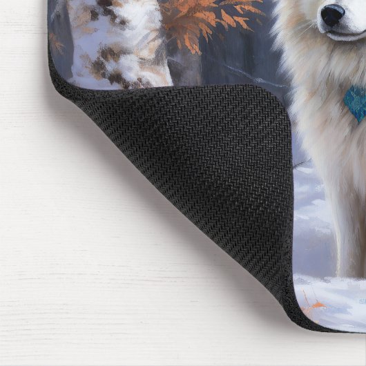 American Eskimo Let It Snow Weihnachten Mousepad (Ecke)