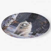 American Eskimo Let It Snow Weihnachten Pappteller (Schrägansicht)