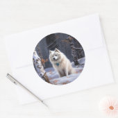 American Eskimo Let It Snow Weihnachten Runder Aufkleber (Umschlag)