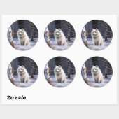 American Eskimo Let It Snow Weihnachten Runder Aufkleber (Blatt)