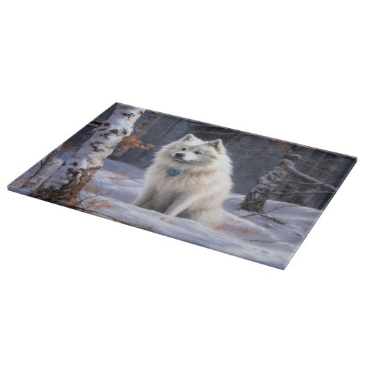 American Eskimo Let It Snow Weihnachten Schneidebrett (Ecke)