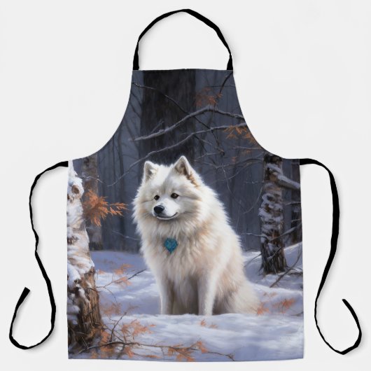 American Eskimo Let It Snow Weihnachten Schürze (Vorderseite)