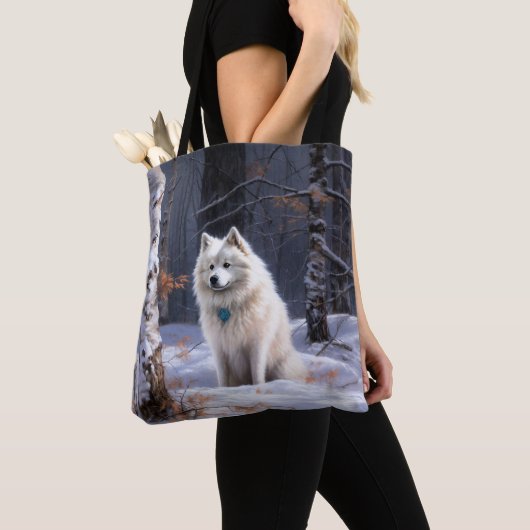 American Eskimo Let It Snow Weihnachten Tasche (Von Nahem)