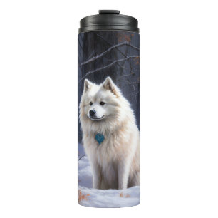 American Eskimo Let It Snow Weihnachten Thermosbecher