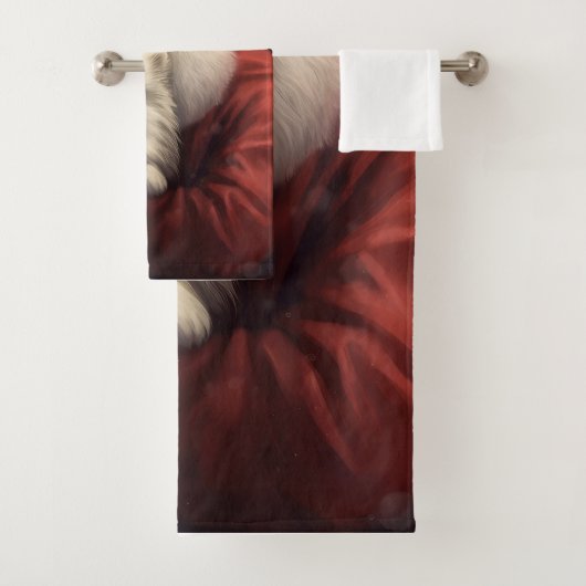 American Eskimo mit Weihnachtsmann Weihnachten Badhandtuch Set (Insitu)