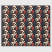 American Eskimo mit Weihnachtsmann Weihnachten Geschenkpapier (Flach)