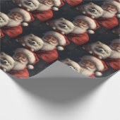 American Eskimo mit Weihnachtsmann Weihnachten Geschenkpapier (Ecke)