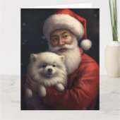 American Eskimo mit Weihnachtsmann Weihnachten Karte (Vorderseite)