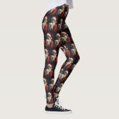 American Eskimo mit Weihnachtsmann Weihnachten Leggings (Rechts)