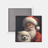 American Eskimo mit Weihnachtsmann Weihnachten Magnet (Vorderseite/Rückseite)