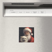 American Eskimo mit Weihnachtsmann Weihnachten Magnet (In Situ (Geschirrspüler))