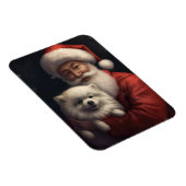 American Eskimo mit Weihnachtsmann Weihnachten Magnet (Rechte Seite)