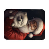 American Eskimo mit Weihnachtsmann Weihnachten Magnet (Horizontal)