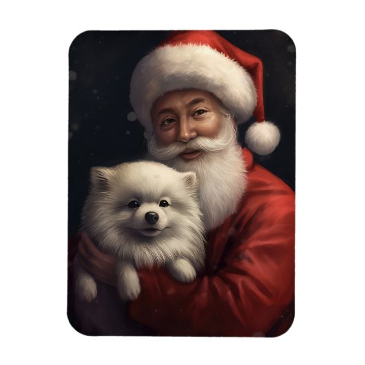 American Eskimo mit Weihnachtsmann Weihnachten Magnet (Vertikal)