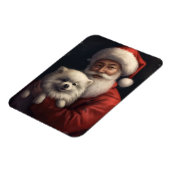 American Eskimo mit Weihnachtsmann Weihnachten Magnet (Linke Seite)