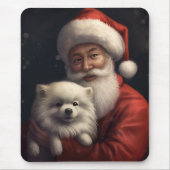 American Eskimo mit Weihnachtsmann Weihnachten Mousepad (Vorne)