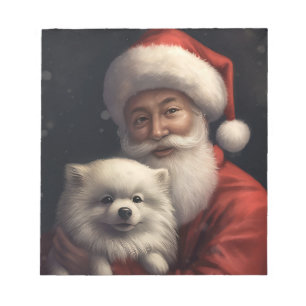American Eskimo mit Weihnachtsmann Weihnachten Notizblock