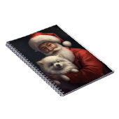 American Eskimo mit Weihnachtsmann Weihnachten Notizblock (Rechte Seite)