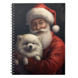American Eskimo mit Weihnachtsmann Weihnachten Notizblock