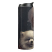 American Eskimo mit Weihnachtsmann Weihnachten Thermosbecher (Nach links gedreht)