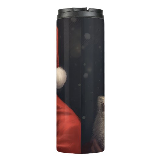 American Eskimo mit Weihnachtsmann Weihnachten Thermosbecher (Rückseite)