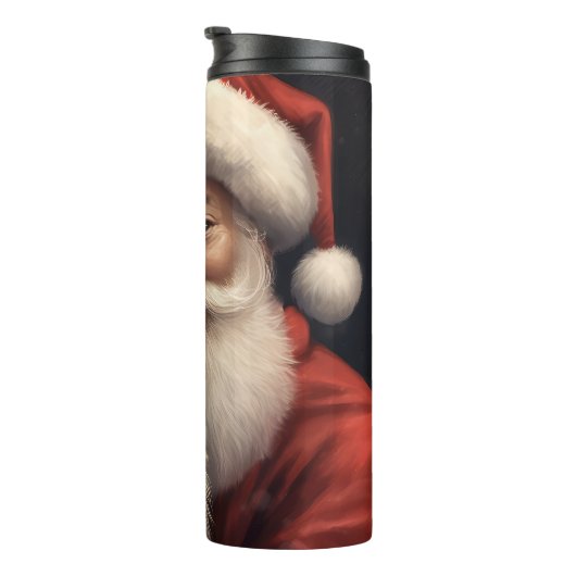 American Eskimo mit Weihnachtsmann Weihnachten Thermosbecher (Nach rechts gedreht)