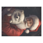 American Eskimo mit Weihnachtsmann Weihnachten Tischdecke (Vorderseite (Horizontal))