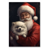 American Eskimo mit Weihnachtsmann Weihnachten Tischnummer (Rückseite)