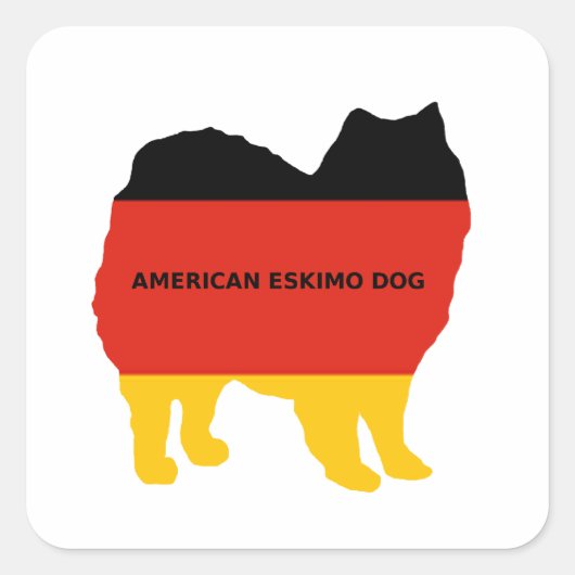 American eskimo name silo quadratischer aufkleber (Vorderseite)