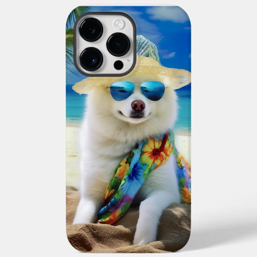 American Eskimo on Beach, Sommergeschenk für Hunde Case-Mate iPhone Hülle (Rückseite)
