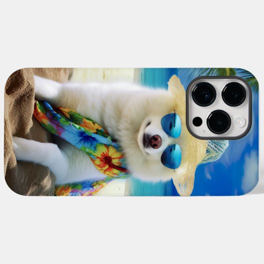American Eskimo on Beach, Sommergeschenk für Hunde Case-Mate iPhone Hülle (Rückseite (Horizontal))