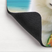 American Eskimo on Beach, Sommergeschenk für Hunde Mousepad (Ecke)