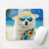 American Eskimo on Beach, Sommergeschenk für Hunde Mousepad (Mit Mouse)