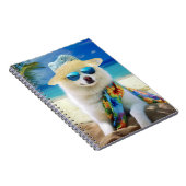 American Eskimo on Beach, Sommergeschenk für Hunde Notizblock (Rechte Seite)