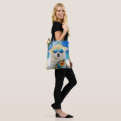 American Eskimo on Beach, Sommergeschenk für Hunde Tasche (Am Model)